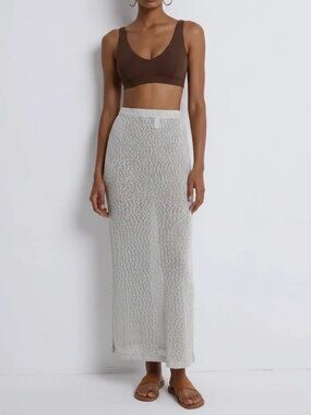 Musera Cream Knit Maxi Skirt Coverup